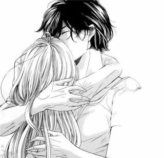 ❤ abraço, amor, casal, afeição, abraço, romance, mangá, anime telegram sticker