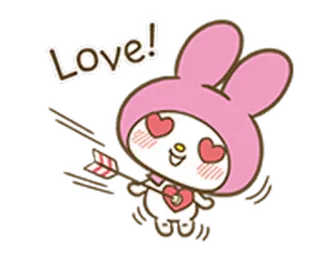 😍 My Melody Love! fofo, kawaii, amor, seta, sanrio, coração, rosa, coelho telegram sticker