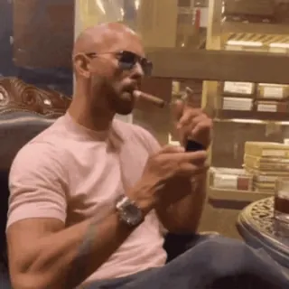 🌟 Andrew Tate man, cigar, sunglasses, smoking, luxury, lifestyle whatsapp sticker