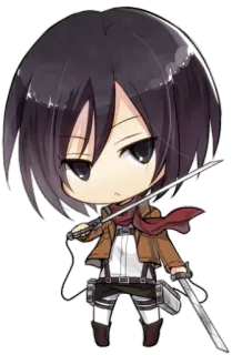 😕 Mikasa Ackerman Attack on Titan Anime, Schwerter, Action, Chibi, Attack on Titan telegram sticker