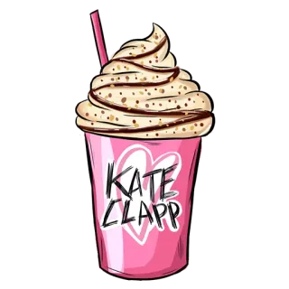 ☕ KATE CLAPP boisson, tasse, milkshake, dessert, rose telegram sticker