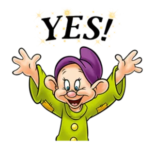 💪 Dopey Snow White YES! happy, dwarf, celebration, yes telegram sticker