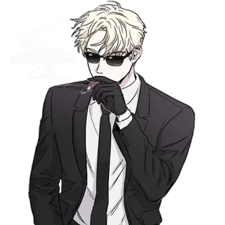 😎 man, suit, sunglasses, fashion, cartoon, drawing, character telegram sticker
