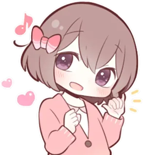 🤙 Аниме, Мультфильм, Чиби, Каваий, Милый, Девушка, Розовый telegram sticker