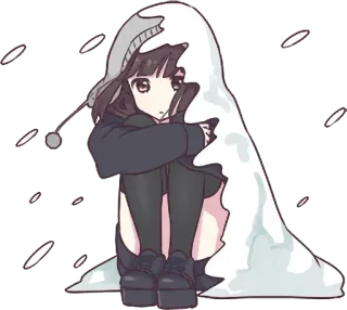 🧊 Anime girl, Mùa đông, Tuyết, Hoạt hình, Kawaii, Dễ thương telegram sticker
