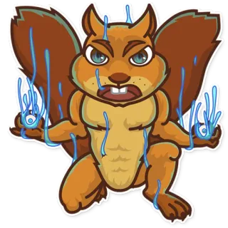 😡 squirrel, angry, muscular, water, magic telegram sticker