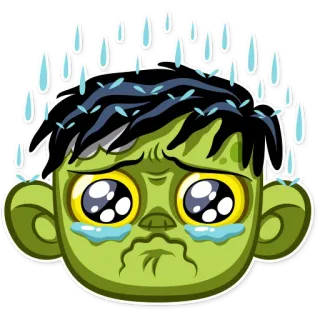 😓 sad, crying, monster, cartoon, emoji whatsapp sticker
