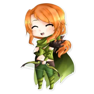☺️ Dessin animé, Archer, Fille, Chibi telegram sticker