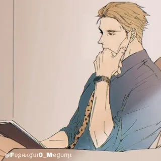 💠 @Fushiguro_Megumi мужчина, сидит, читает, задумчивый telegram sticker