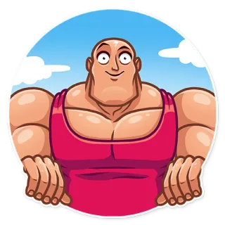 🙂 berotot, kuat, kartun, pria, kebugaran telegram sticker