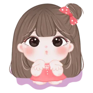 🎀 cartoon, girl, cute, sticker, adorable, kawaii, digital art, illustration telegram sticker