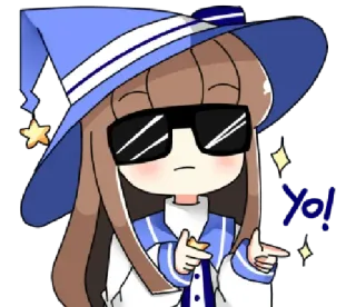 😎 Anime, Desenho animado, Bruxa, Personagem, Garota, Óculos, Magia, Estrelas telegram sticker