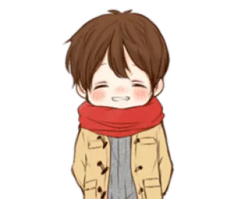☺️ chłopiec, szalik, kreskówka, zima, płaszcz telegram sticker