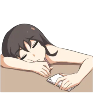 💤 cartoon, sleepy, phone, tired, resting, woman telegram sticker