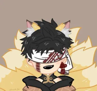 👑 애니메이션, 여우, 가챠, 블라인드, 붕대 telegram sticker