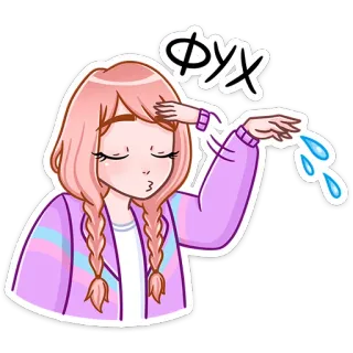 😮‍💨 ФУХ девочка, аниме, мультфильм, выражение, пот, отвращение, усталость telegram sticker