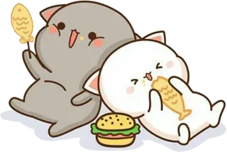 🍔 chats, dessin animé, mignon, nourriture, kawaii whatsapp sticker