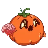 🧠 Halloween, Pompoen, Hersenen, Zombie, Leuk, Monster telegram sticker