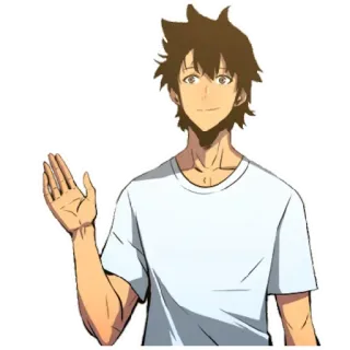 🙋‍♂ anime, man, cartoon, waving, friendly telegram sticker