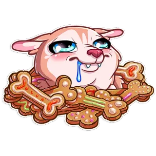 🤤 chien, mignon, biscuits, joyeux, affamé telegram sticker