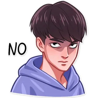 😠 NO nie, dezaprobata, negacja, odrzucenie, kreskówka, twarz whatsapp sticker