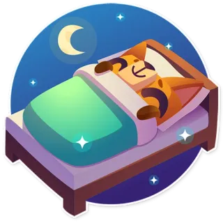 💤 睡眠, ベッド, 夜, 月, 漫画, 睡眠中, 寝室, 休憩 telegram sticker