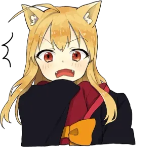 😳 Anime, Mangá, Desenho animado, Fofo, Kawaii, Orelhas de gato, Surpreso, Corar whatsapp sticker