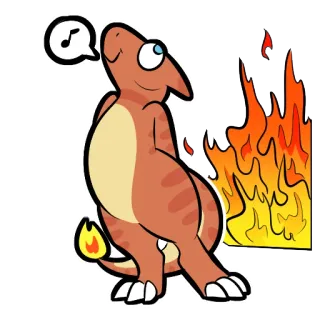 👼 dinossauro, desenho animado, fogo, laranja, música, cantar telegram sticker