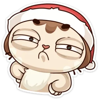 😒 Cartoon, Katze, Weihnachten, Weihnachtsmütze, Sticker, süß telegram sticker