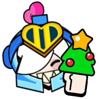 🎄 Colette Brawl Stars 科莱特, 荒野乱斗, 电子游戏, 圣诞节, 树, 卡通 telegram sticker