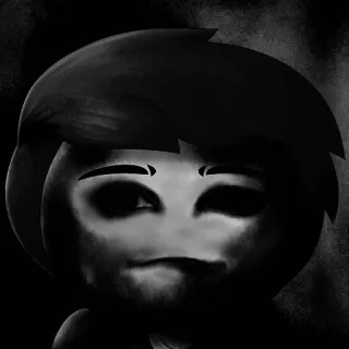 👺 escala de grises, retrato, tenebroso, dibujos animados, oscuro, cara whatsapp sticker