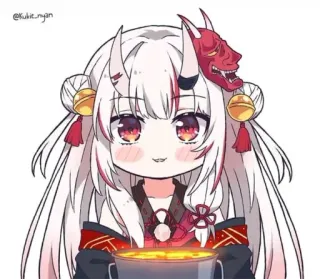 😍 Garota anime, Fofo, Mangá, Kawaii, Máscara Oni, Vtuber telegram sticker