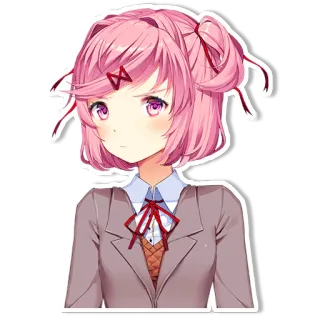 😐 Natsuki Doki Doki Literature Club! Аниме, Манга, Милый, Розовые волосы, Цундэрэ, Doki Doki whatsapp sticker