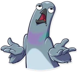 🙄 paloma, pájaro, encogerse de hombros, dibujos animados, pegatina telegram sticker