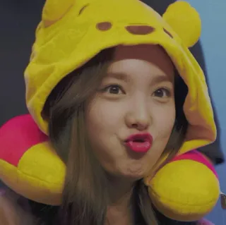 😚 woman, yellow, hat, cute, ears, hoodie telegram sticker
