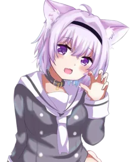 😍 anime, catgirl, kawaii, manga, cute, purple hair, kemonomimi telegram sticker