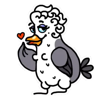 😘 นก, การ์ตูน, นกนางนวล, สัตว์, หัวใจ telegram sticker