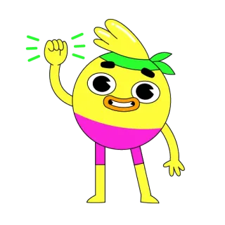 👊 dessin animé, personnage, jaune, rose, vert, fitness, exercice telegram sticker