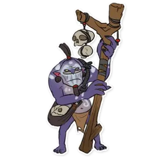 😑 sticker, monstre, troll, crâne, fantaisie, bâton, magie telegram sticker
