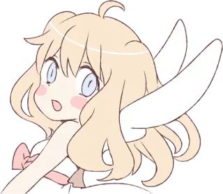 😲 Anime, Garota, Kawaii, Fofo, Anjo, Asas, Chibi telegram sticker
