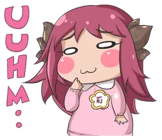 🤔 UCHM... อนิเมะ, จิบิ, น่ารัก, ผู้หญิง, สีชมพู, ดอกไม้ telegram sticker