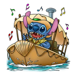 🚤 Stitch Stitch, Disney, desenho animado, barco, animado telegram sticker