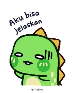 😣 Aku bisa jelaskan ไดโนเสาร์, การ์ตูน, น่ารัก, สีเขียว, ตัวละคร telegram sticker