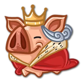 👑 porco, rei, coroa, desenho animado, animal, real, fofo telegram sticker
