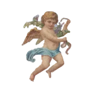 🧚‍♀ 천사, 케루빔, 귀여운, 빈티지, 꽃, 날개 telegram sticker