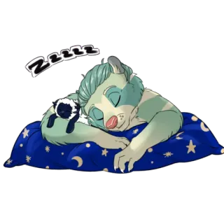 🤤 Zzzzz спать, животное, подушка, звезды, луна, zzz whatsapp sticker