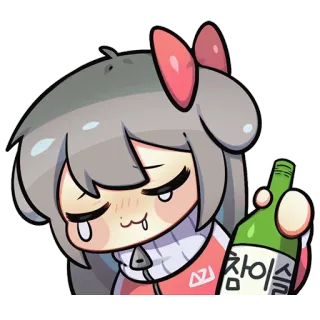 🎀 참이슬 alkohol, soju, korea, cewek, minum whatsapp sticker