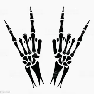 🤘 มือกะโหลก, เขาวัว, ร็อค, ท่าทาง, กระดูก, ภาษามือ telegram sticker