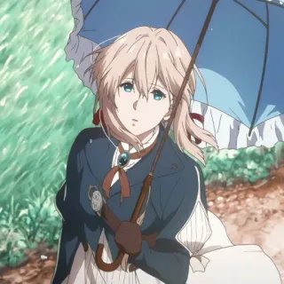 🎭 Violet Evergarden Anime, Charakter, Mädchen, Regenschirm, Violet Evergarden, Süß telegram sticker