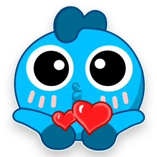 😍 귀여운, 파란색, 하트, 만화, 사랑스러운, 카와이 telegram sticker